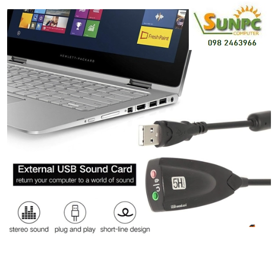 USB Sound 5HV2 7.1 Không cần cài đặt dài 30cm